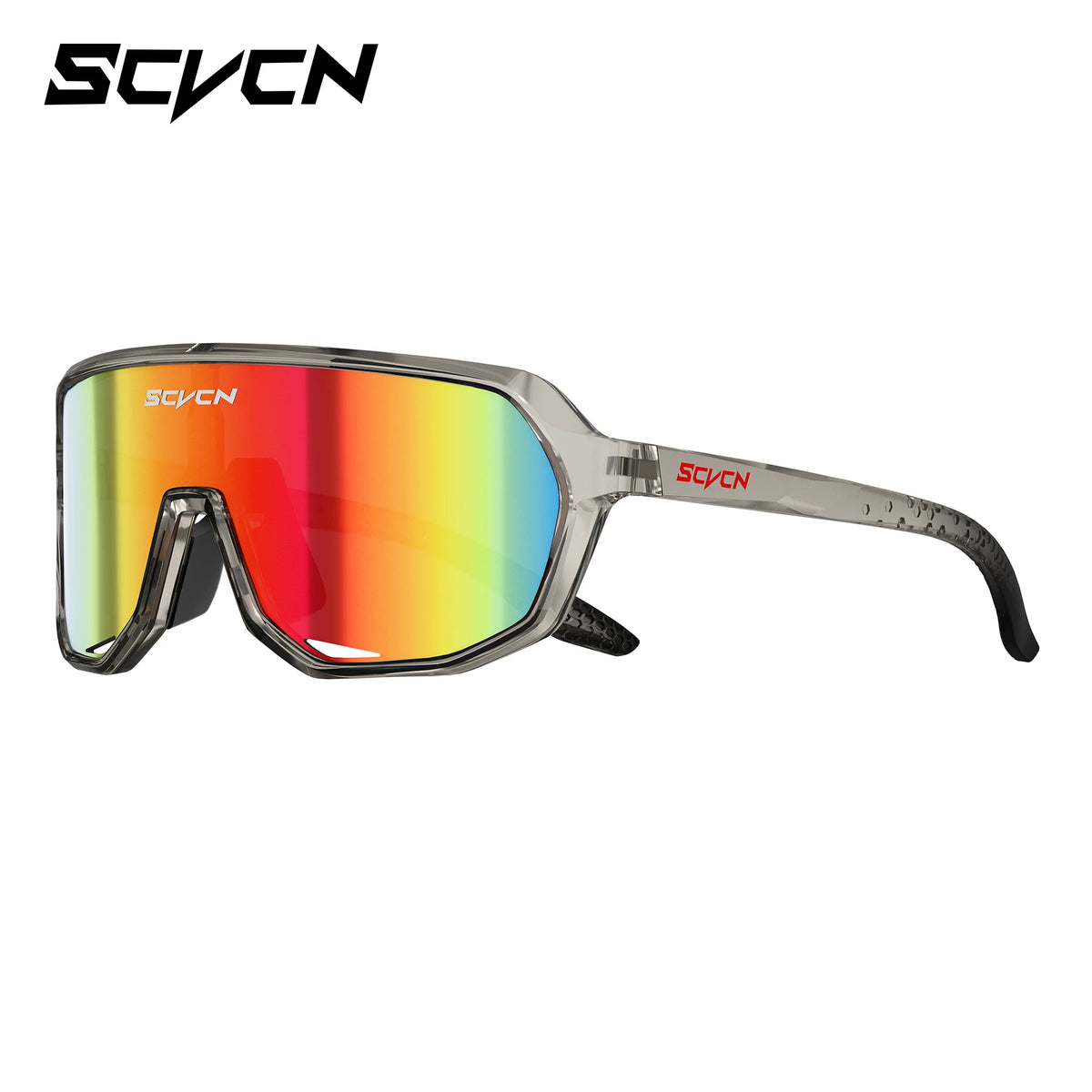 SCVCN polarized UV400 sport sunglasses for cycling and outdoor activities, with sleek design and reflective lenses.