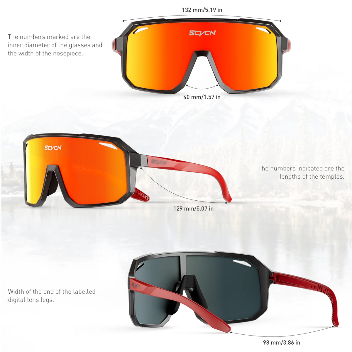 SCVCN photochromic cycling sunglasses with UV400 protection for men and women, designed for outdoor sports and cycling activities.