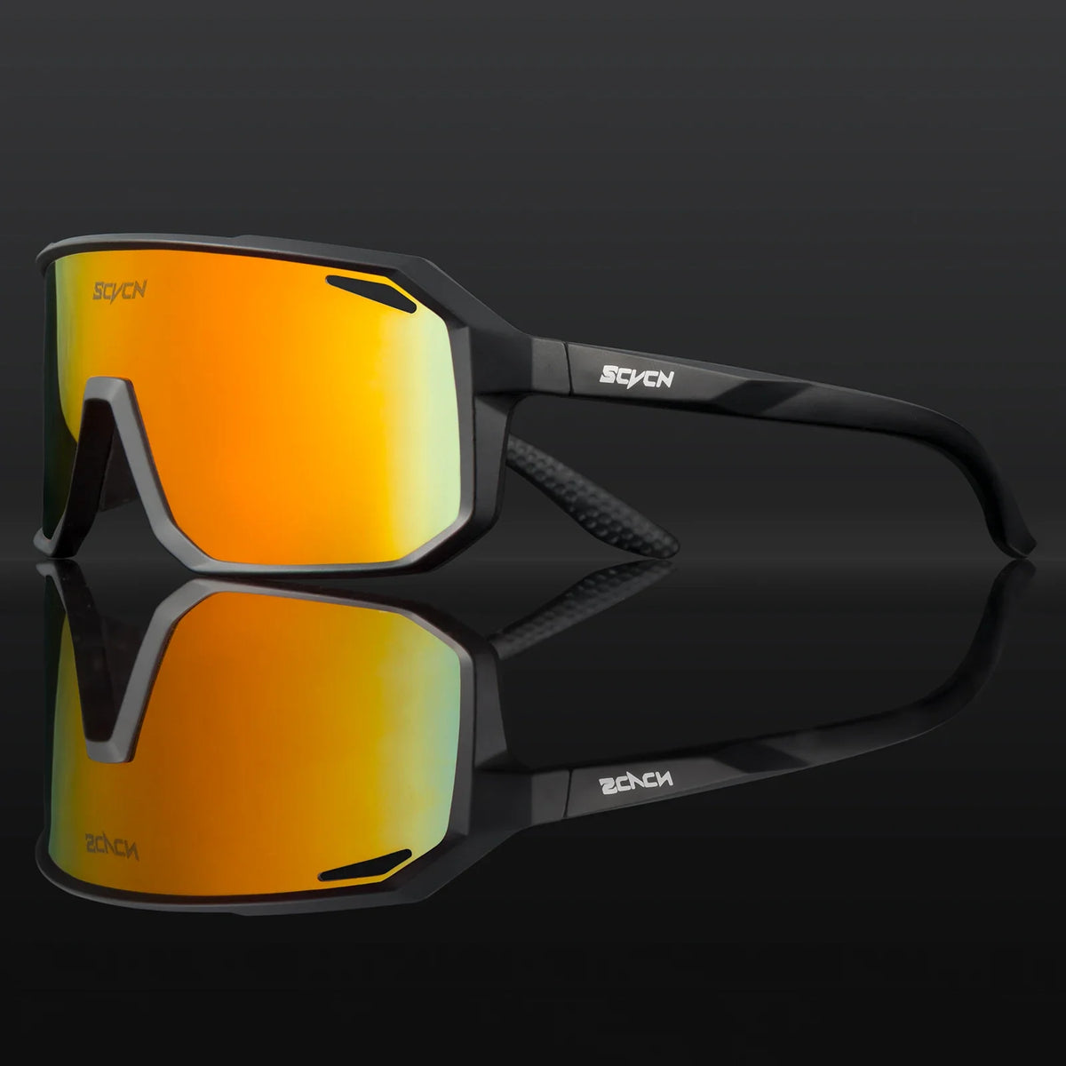 SCVCN photochromic cycling sunglasses with UV400 protection for men and women, sporty design, suitable for outdoor cycling.
