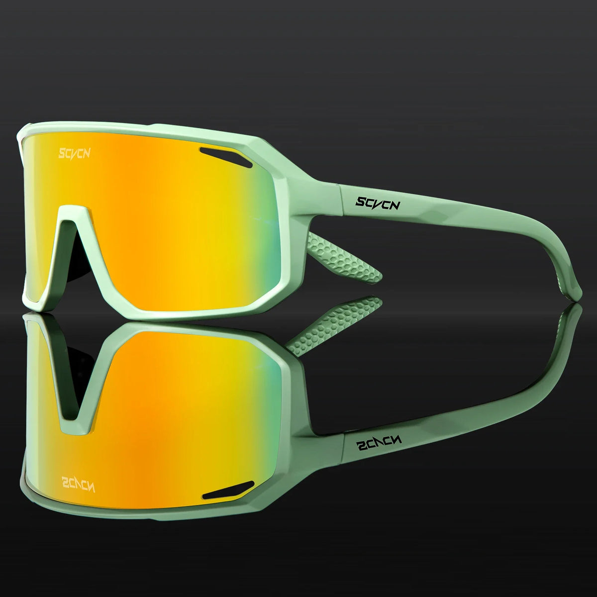 SCVCN photochromic cycling sunglasses with UV400 protection for men and women, sporty design for cycling activities.