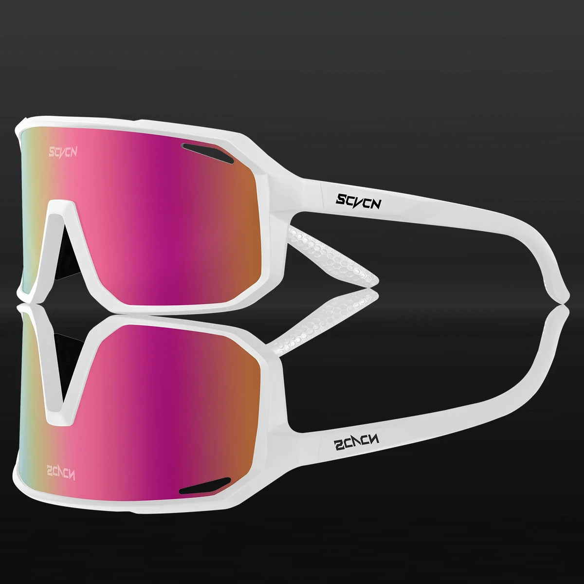 SCVCN photochromic cycling sunglasses for men and women with UV400 protection, designed for sports and outdoor riding.