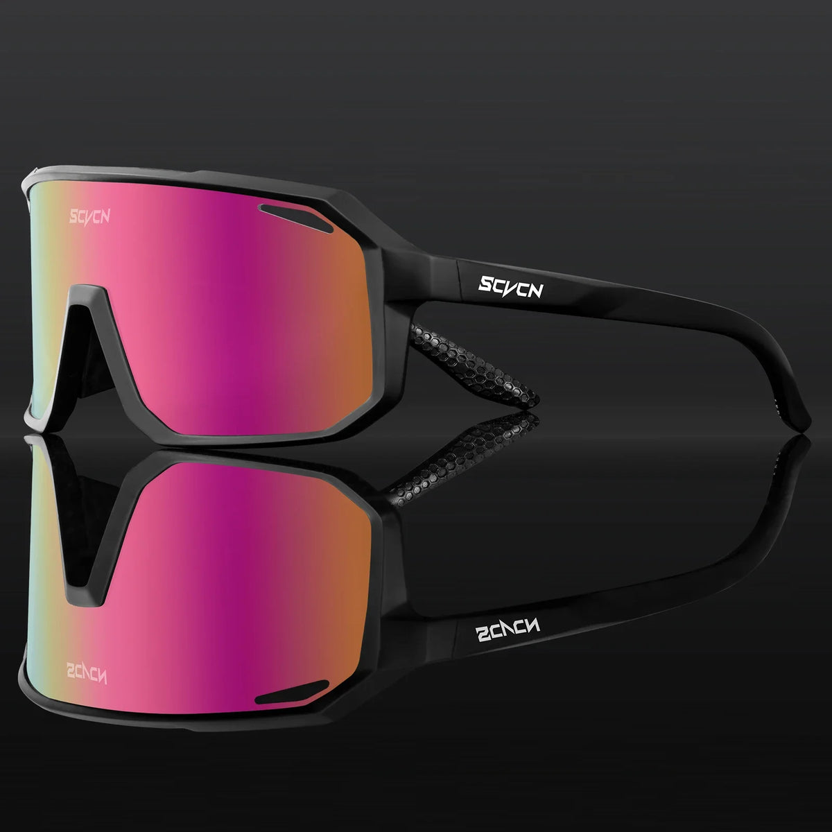 SCVCN photochromic cycling sunglasses with UV400 protection, suitable for men and women, designed for sports and outdoor riding.