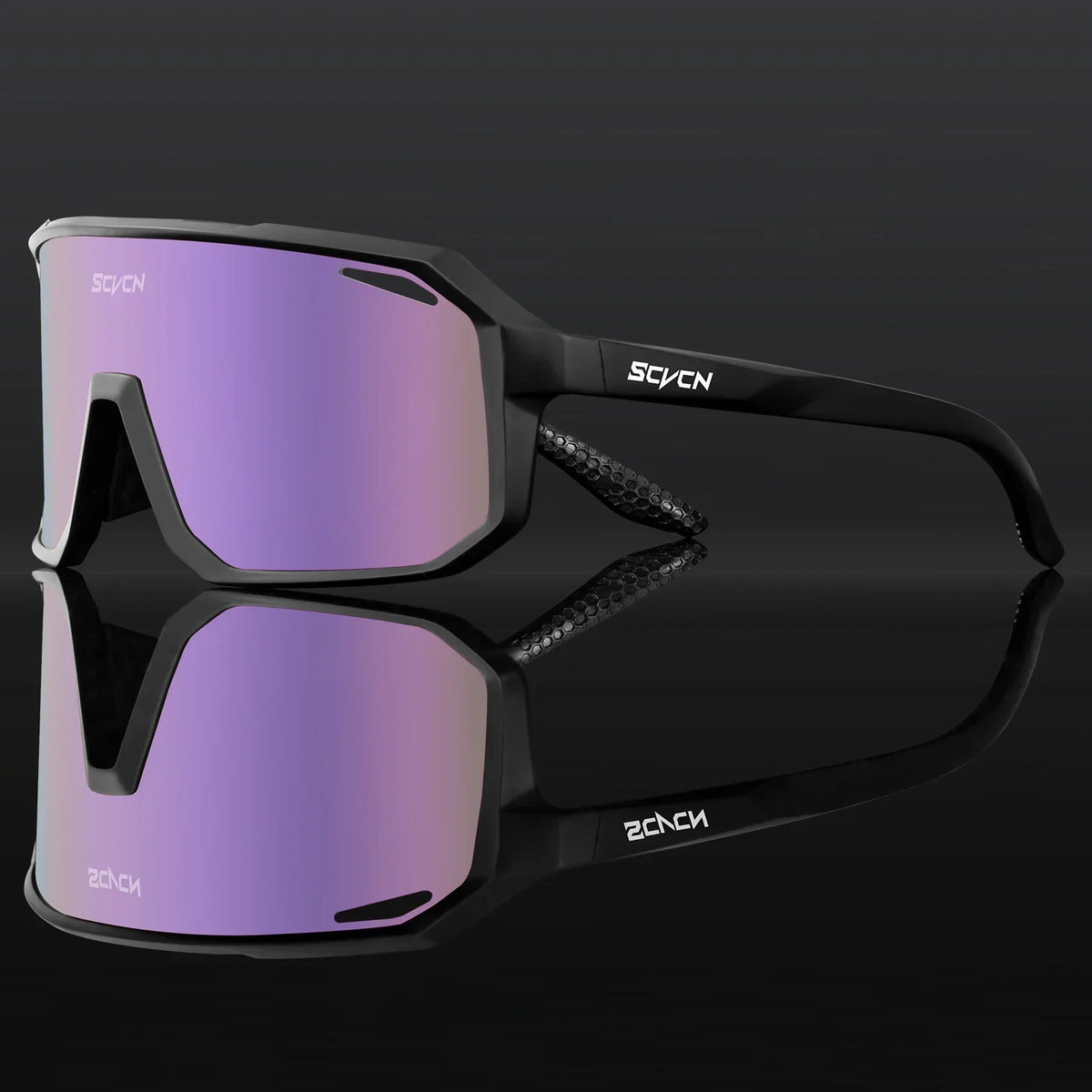 SCVCN photochromic cycling sunglasses with UV400 protection for men and women, sporty design, suitable for outdoor cycling activities.