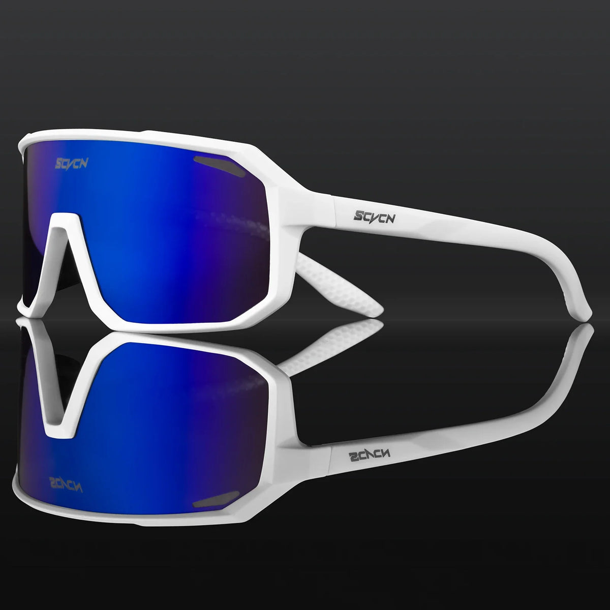 SCVCN photochromic cycling sunglasses with UV400 protection for men and women, sporty design, suitable for outdoor cycling activities.