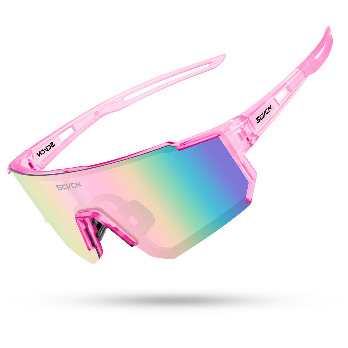 SCVCN UV400 sports cycling sunglasses with clear lenses, designed for men and women, ideal for mountain biking and outdoor sports.