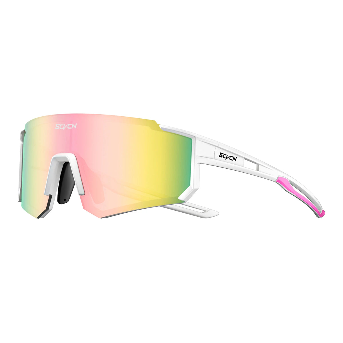 SCVCN UV400 sports sunglasses with black frames and tinted lenses, ideal for outdoor adventures and active sports.