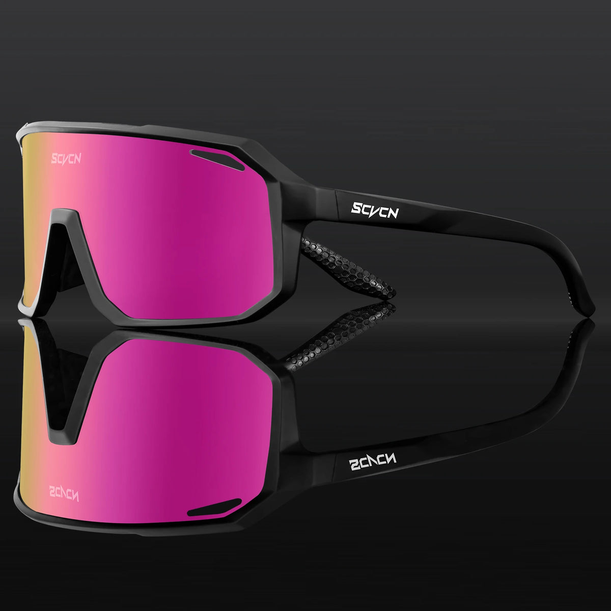 SCVCN photochromic cycling sunglasses with UV400 protection, unisex outdoor sports goggles with one lens for cycling and outdoor activities.