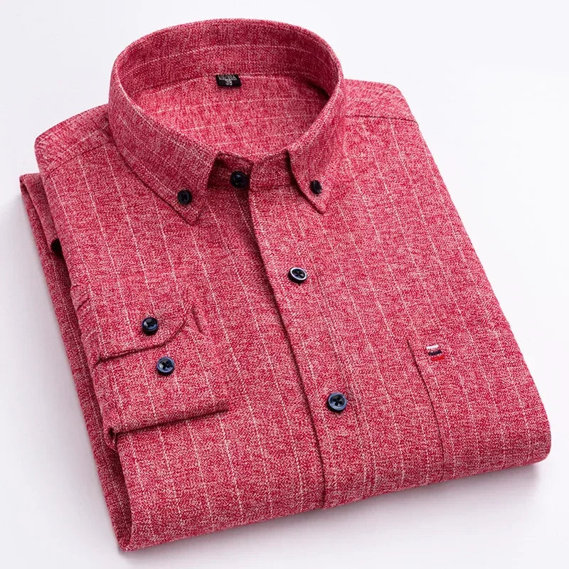 Long-sleeve men's casual shirt by ShirtPlus in 7XL size, made of cotton, fitted style, suitable for plus-size men's fashion.