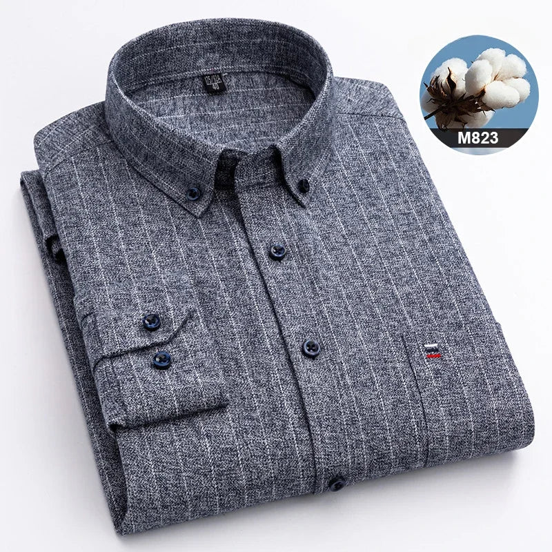 ShirtPlus men's long sleeve casual shirt in 7XL size, fitted style with cotton fabric, ideal for large men's casual wear.