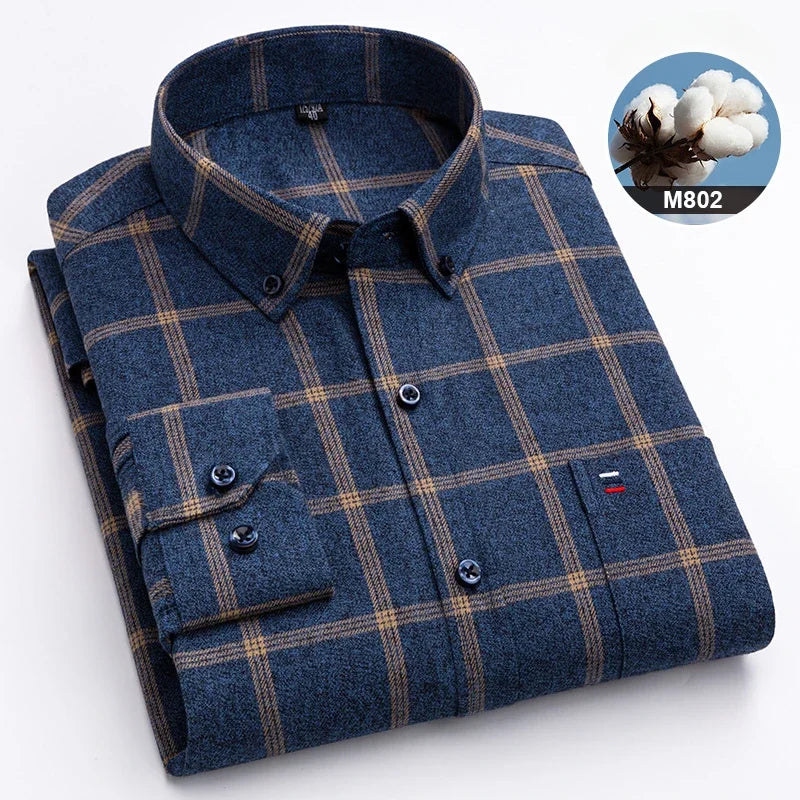 Long sleeve men's casual shirt by ShirtPlus in 7XL size, made of cotton, fitted style, suitable for large men's wardrobe.