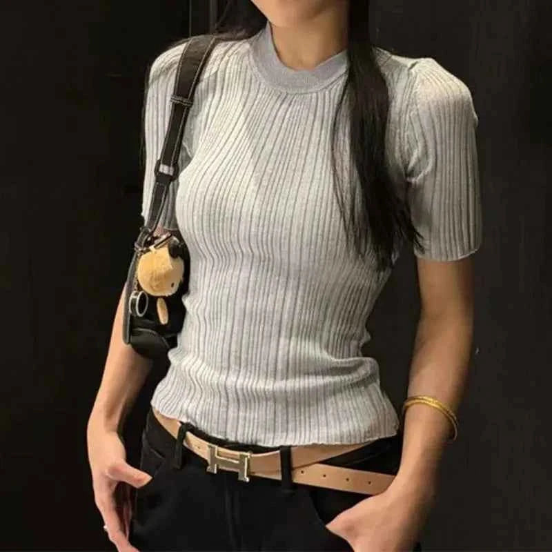 Beige casual summer blouse for women by SURE XIAO STORY, featuring a relaxed fit and lightweight fabric for warm weather.