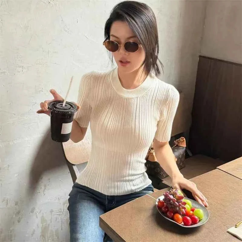 Beige casual summer blouse for women from SURE XIAO STORY, lightweight and stylish top perfect for warm weather.