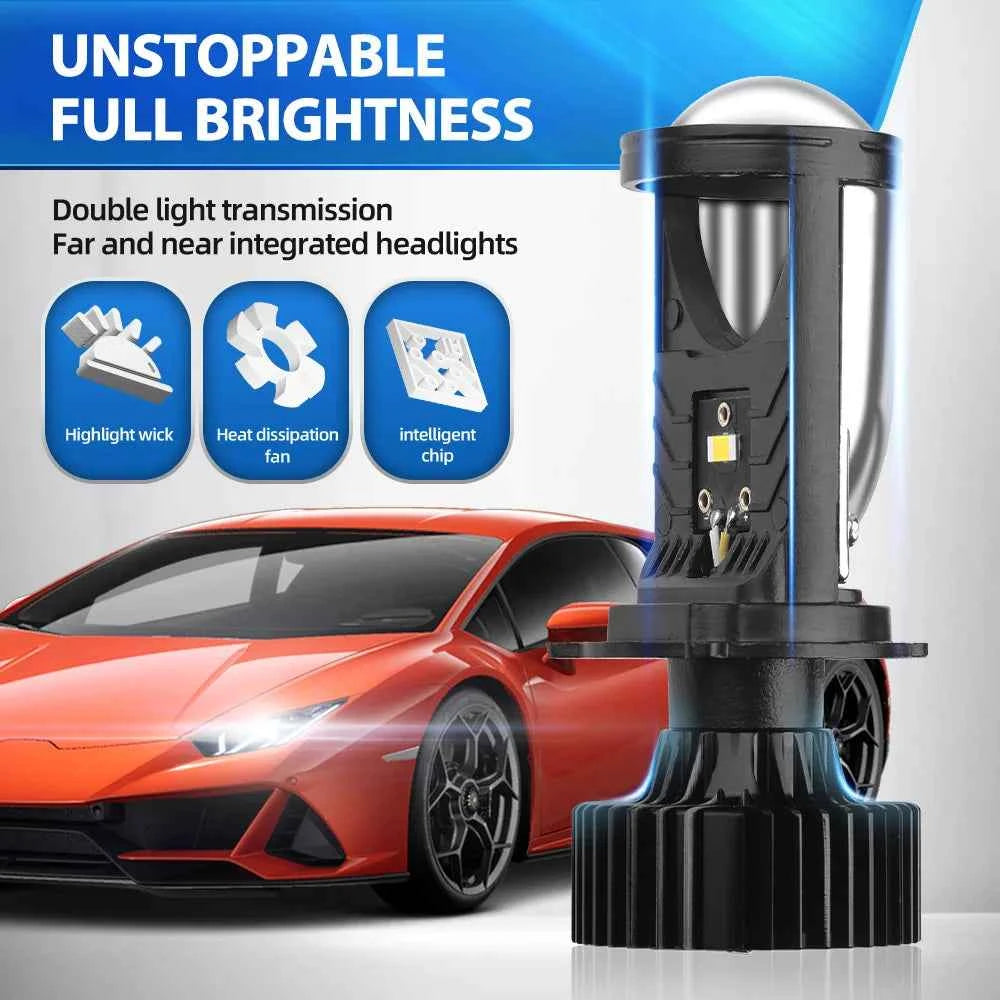 TCYATO LED Y6D H4 Bi-LED headlight bulb for cars, 6000K, bright 5000 lumens, enhances driving visibility and safety.