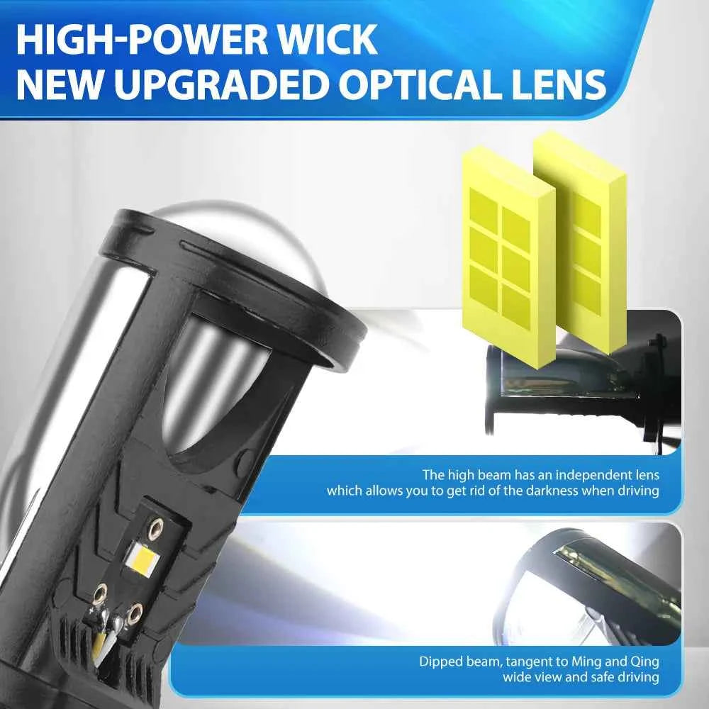 TCYATO LED Y6D H4 Bi-LED car headlight bulb with 6000K brightness, for improved, safe driving illumination.