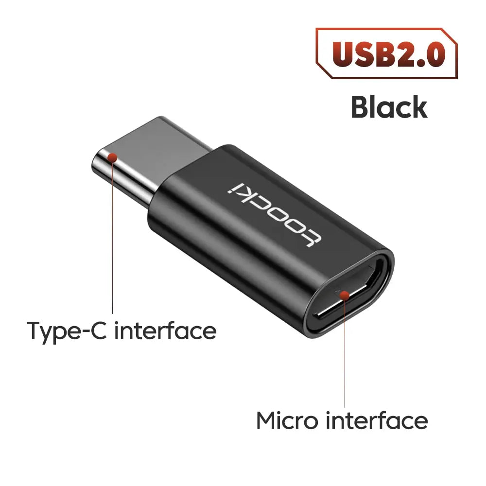 Toocki USB-C male to USB-A female adapter, compact electronic accessory with quick connection, in blue color.