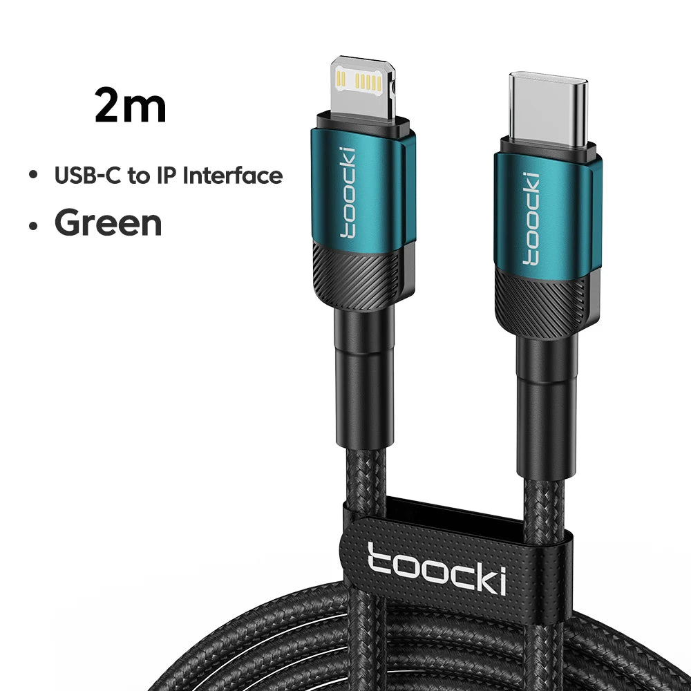 Black Toocki 20W USB-C to Lightning fast charging cables for iPhone, 0.5m, set of two, electronic accessories for quick power transfer.