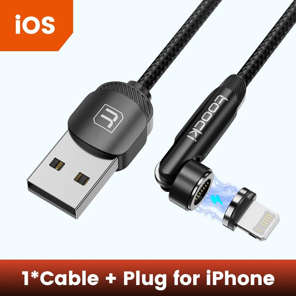 Toocki magnetic 3-in-1 USB-C charging cable for iPhone and Xiaomi, 2 meters, with 540° flexible magnetic connection.