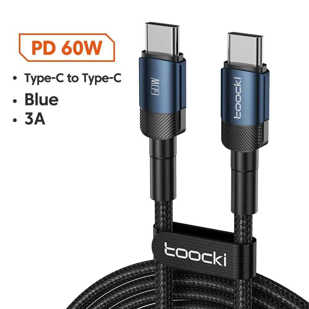 Toocki USB-C to USB-C fast charging cable, 100W PD, purple, 0.5 meters, compatible with iPhone 15/14/13/12.
