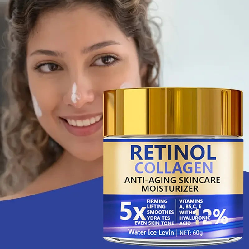 Crema facial hidratante con retinol y colágeno de Water Ice Levin en envase de 60g, para hidratación y reafirmación facial.