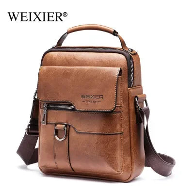 Weixier men's synthetic leather crossbody shoulder bag with adjustable strap, ideal for travel and business use.
