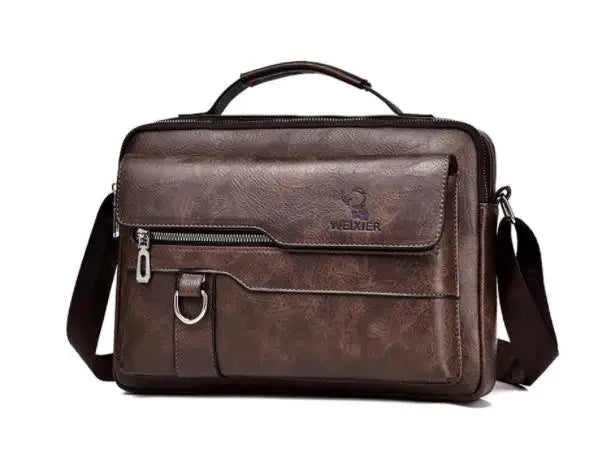 Weixier men's synthetic leather crossbody bag, shoulder style, ideal for travel and business, with adjustable strap and compact design.