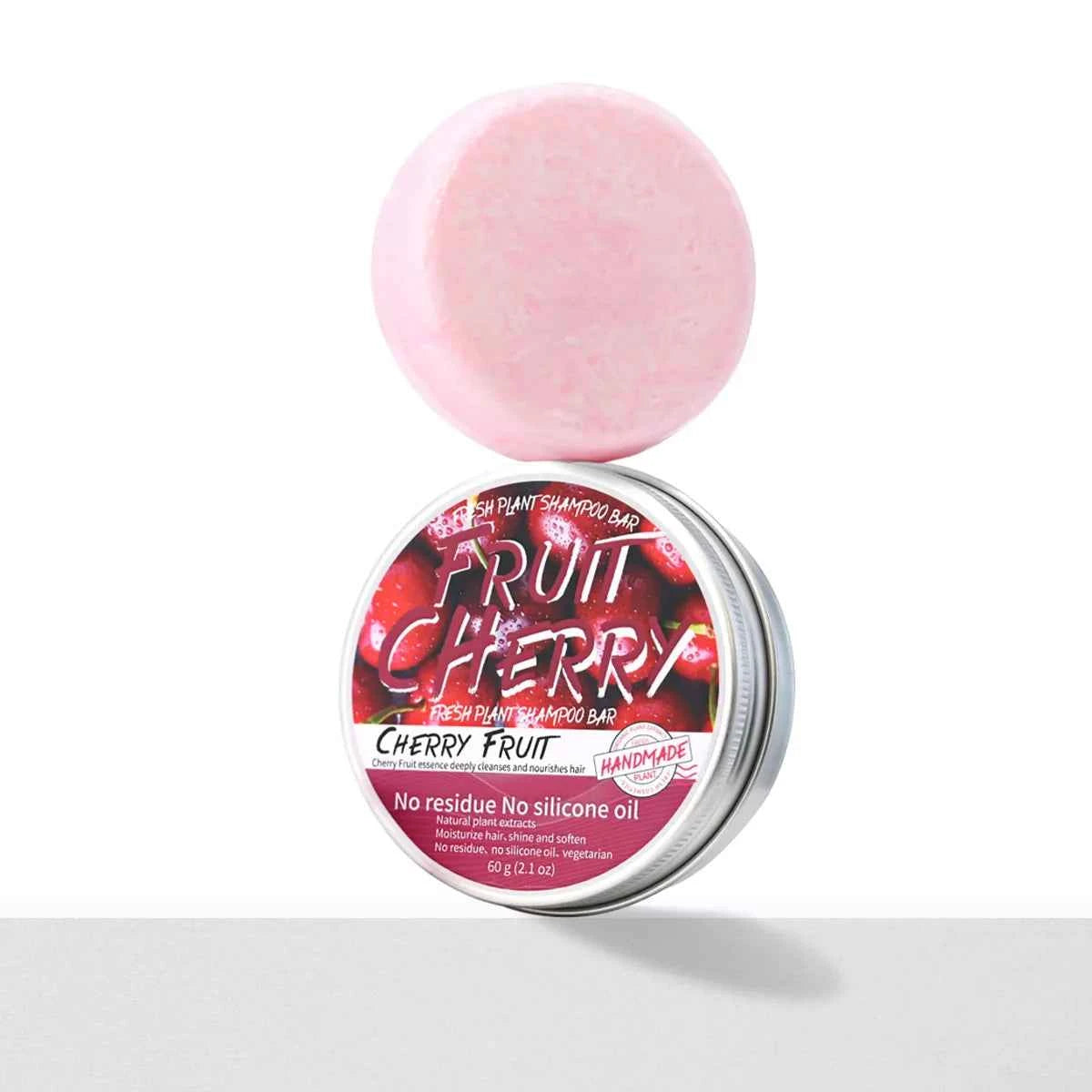 Westtree solid shampoo with cherries and fruits for dandruff and oil control, shown in a natural, eco-friendly packaging.