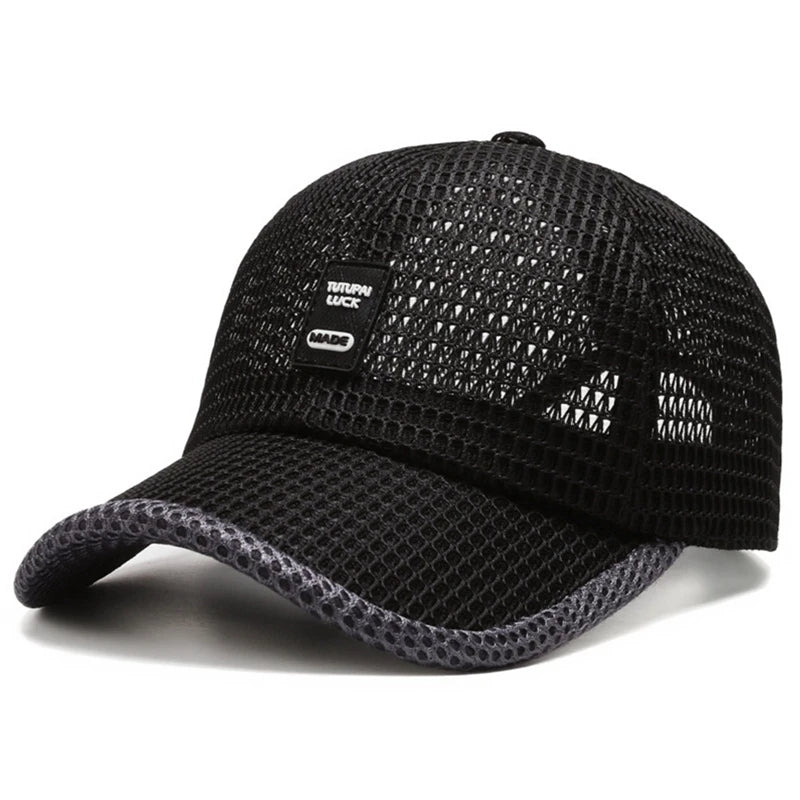 Dark blue WRELS summer baseball cap with UV protection and breathable mesh fabric, designed for sun protection and comfort.
