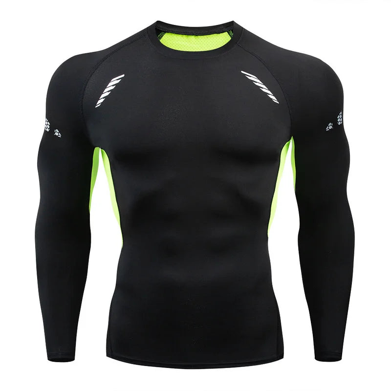 Black men's WYHYAYE quick-dry sports T-shirt, compression fit, made for fitness and athletic activities.