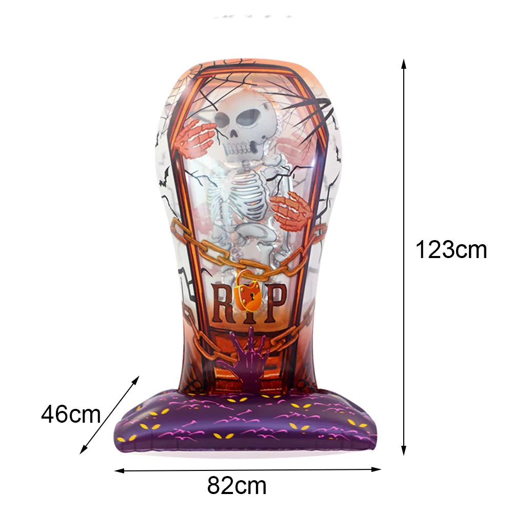 YSOIHF giant skeleton Halloween foil inflatable for spooky party decoration, featuring a large skull and skeleton design.
