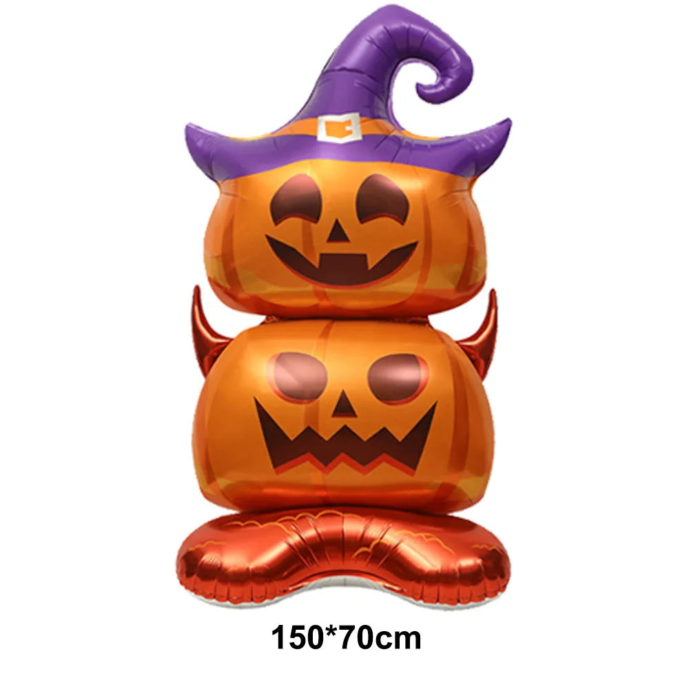 Ysoihf giant skeleton skull Halloween foil inflatable decoration for spooky party decor, featuring iridescent colors and large skeletal design.