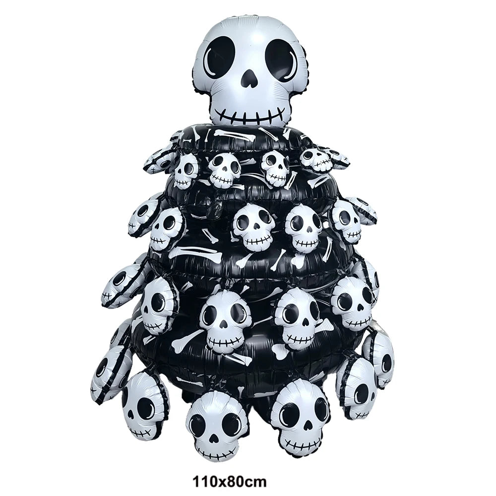 YSOIHF giant skeleton skull Halloween foil inflatable for spooky party decoration, large and colorful for festive fright.