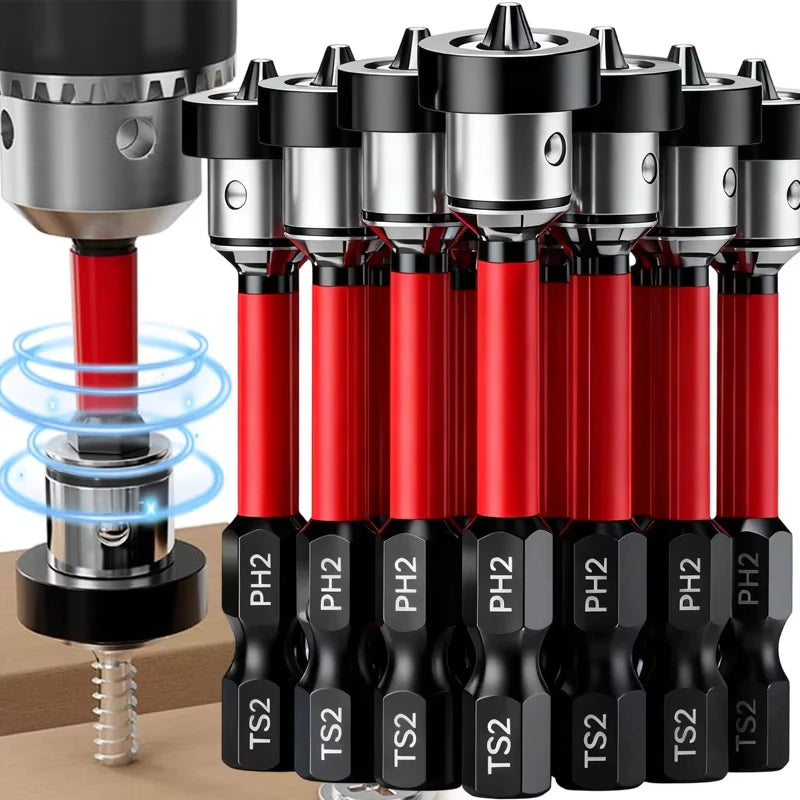 Set of YUKU magnetic screwdriver bits, 6.35mm, for drywall, made of durable alloy steel, suitable for electric tools.