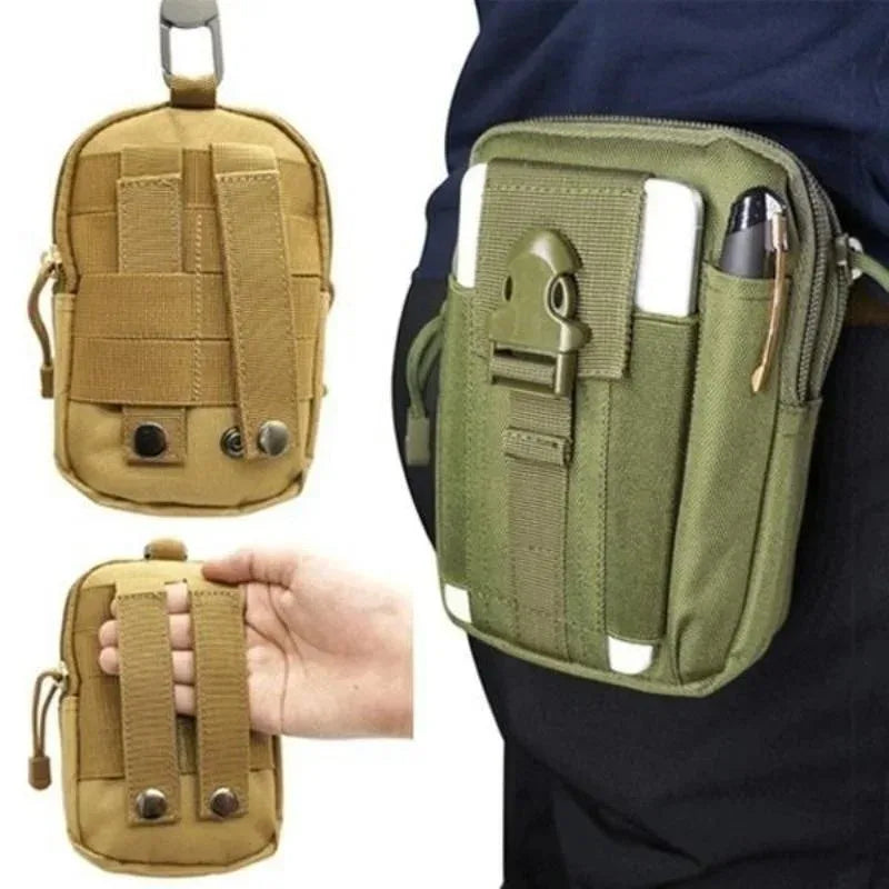 ZHZH tactical nylon men's waterproof multifunctional waist bag, durable and compact accessory with multiple compartments.