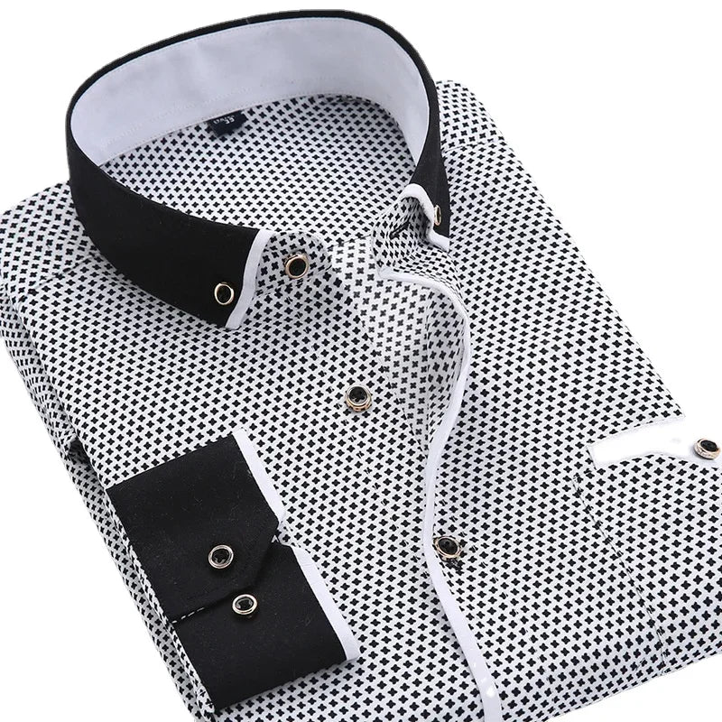 Long-sleeve floral casual shirt for men by ZIYANG KASA, fitted design, lightweight fabric, ideal for everyday wear.