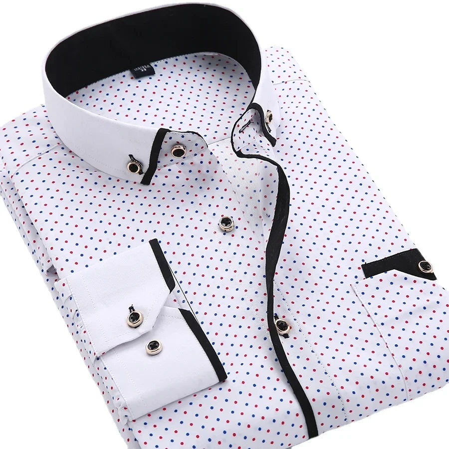 Long sleeve floral casual men's shirt by Ziyang Kasa, slim fit, lightweight fabric, with vibrant floral pattern.