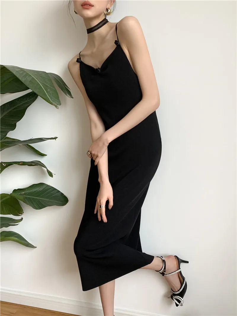 Vestido Verano Mariposas Cheerart Espalda Descubierta Negro
