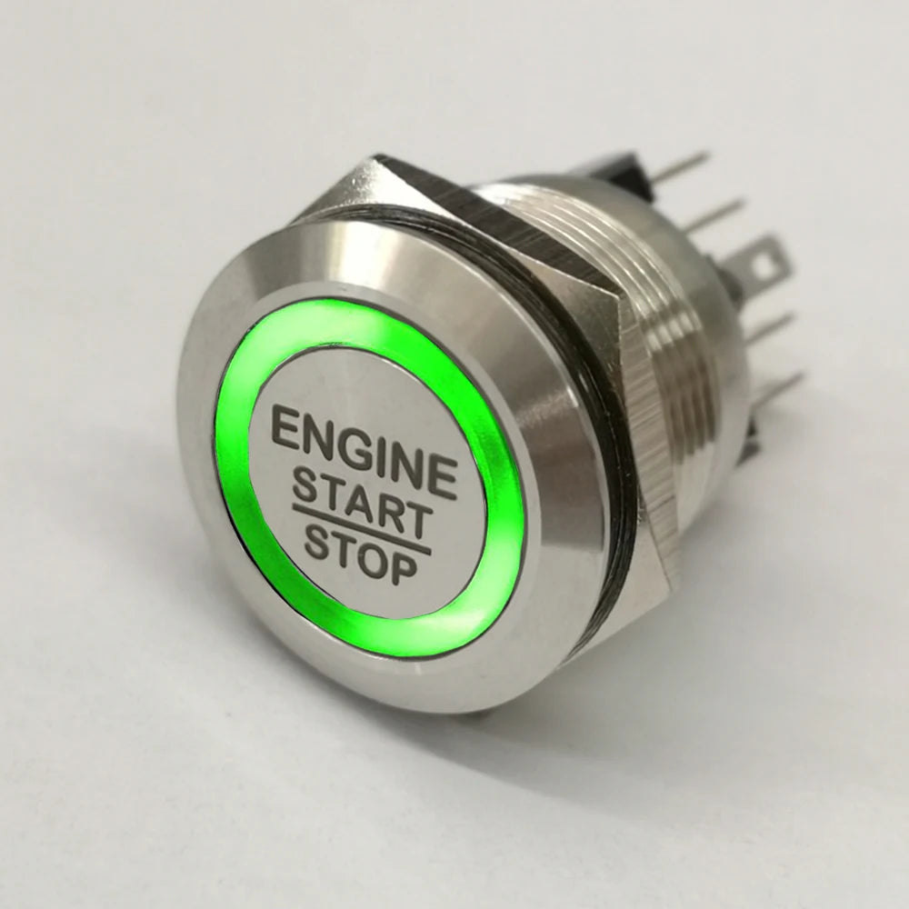 VEARGREE motor start stop button switch with luminous ring, 19-30mm instant momentary push button for electrical components.