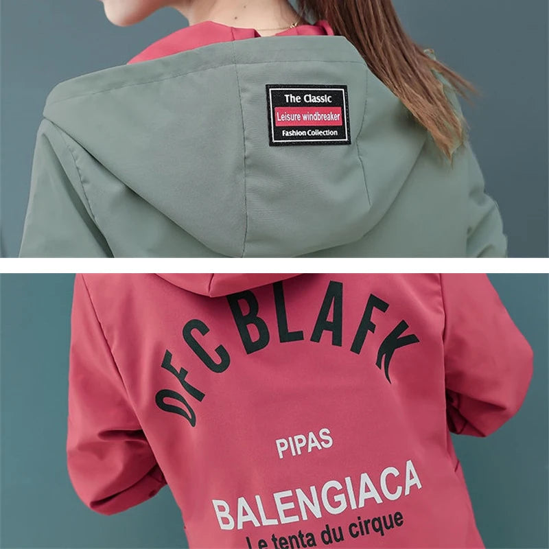 Chaqueta Cortavientos Mujer OKXGNZ Capucha Casual Otoño 2022 Holgada