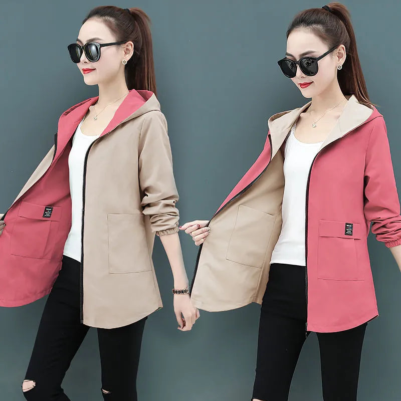 Chaqueta Cortavientos Mujer OKXGNZ Capucha Casual Otoño 2022 Holgada