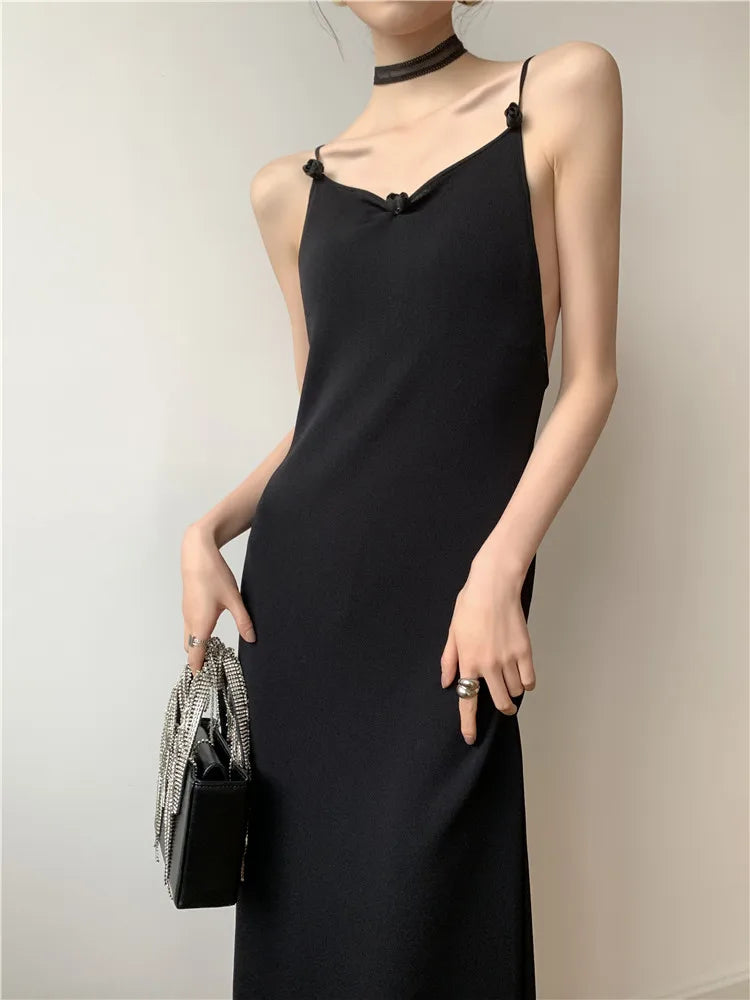 Vestido Verano Mariposas Cheerart Espalda Descubierta Negro