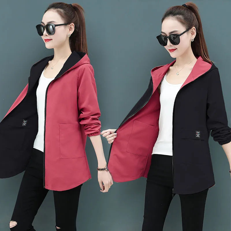 Chaqueta Cortavientos Mujer OKXGNZ Capucha Casual Otoño 2022 Holgada