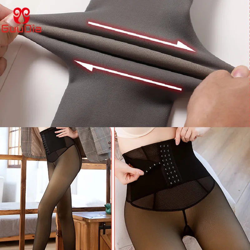 Warm, thick velvet leggings by GUUDIA from Corporación Turística, shown in a close-up image highlighting the soft, plush fabric.