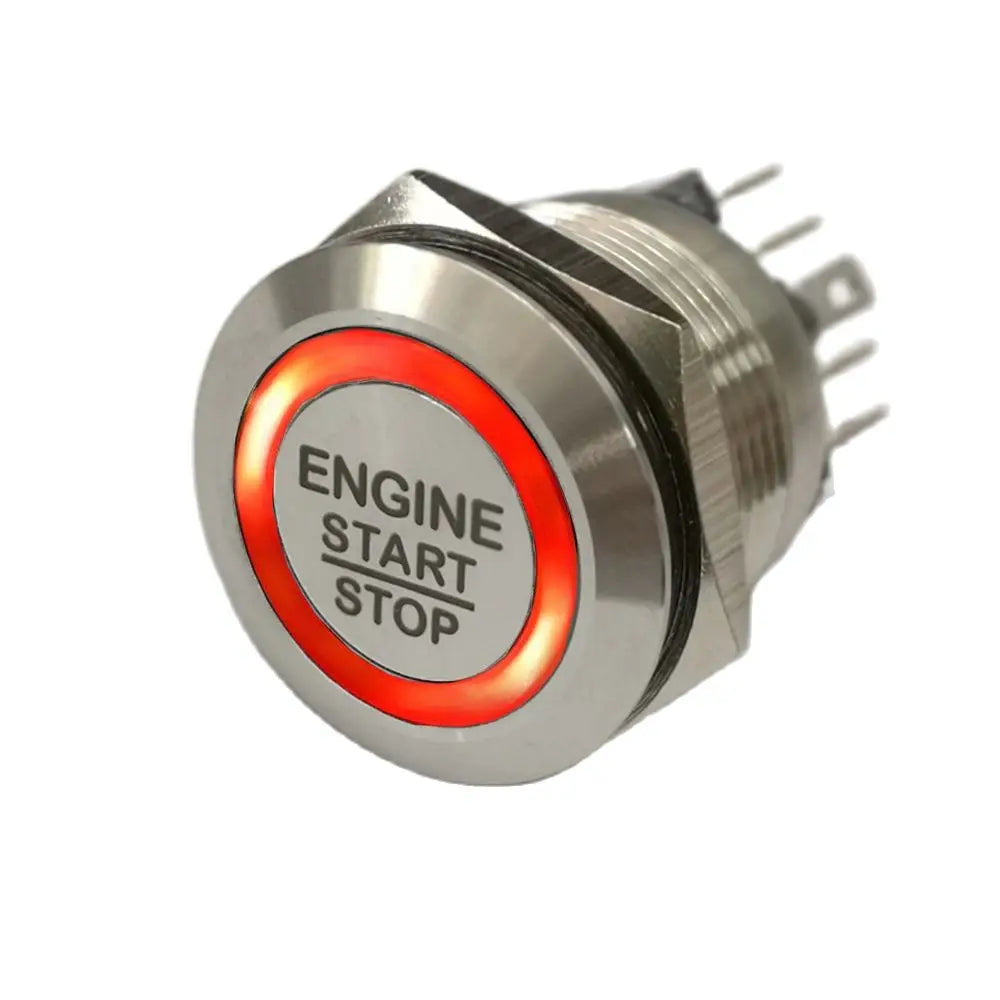 VEARGREE start-stop button switch with luminous ring, 19-30mm size, for electric components, momentary push-button control.
