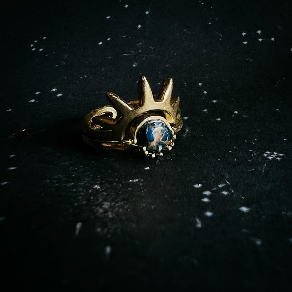 Anillo Solsticio Lapis Lazuli Cobre - Joyería Artesanal DC-Yugen