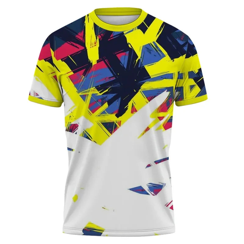 Camiseta 3D Rayas Color Bloque Verano Manga Corta Unisex