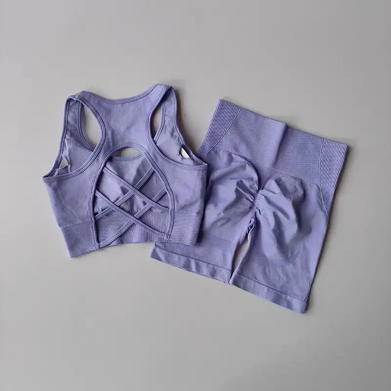 Conjunto Yoga Mujer Sin Costuras Sexy (2 Piezas) Fitness