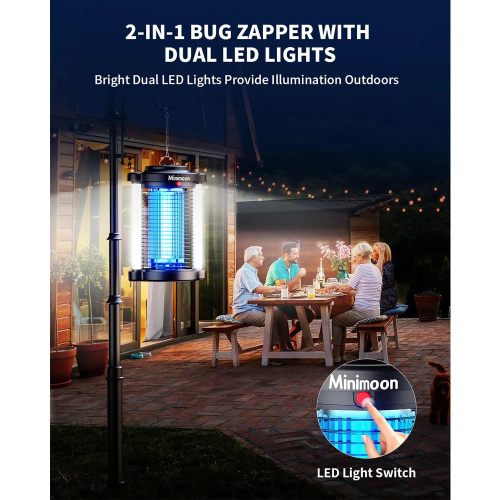 Minimoon Exterminador Mosquitos Exterior 4200V LED Dual - Trampa Insectos Eléctrica