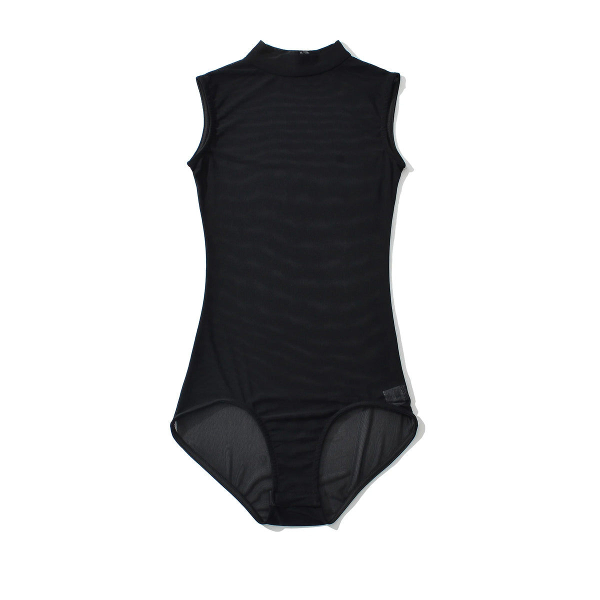 Sexy women's bodysuit in four colors with high collar, from Corporación Turística, shown in black on a model.