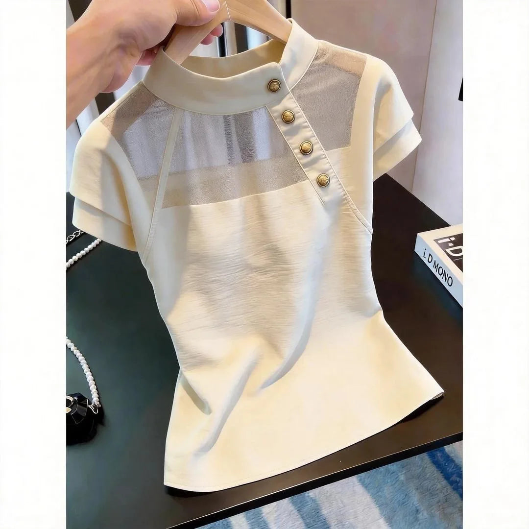 Blusa Francesa Verano 2026: Elegante Patchwork para Mujer