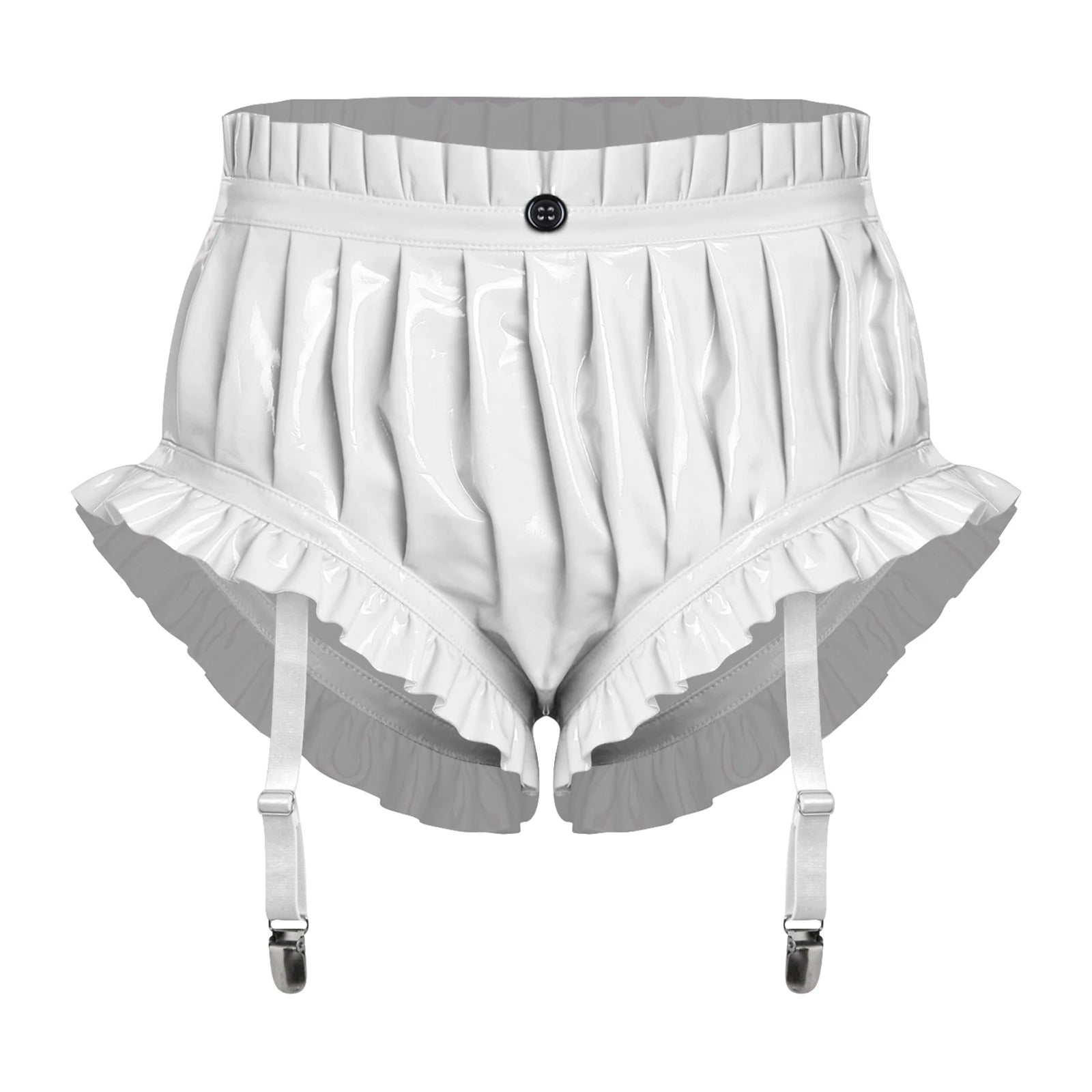 Shorts Cuero Wet Look Mujer YiZYiF Volantes Sexy Cintura Alta